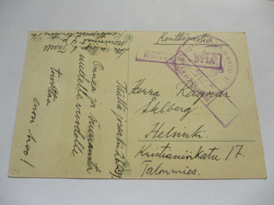 1939 Rannikkotykistörykmentti 1 kp kortti 179/8