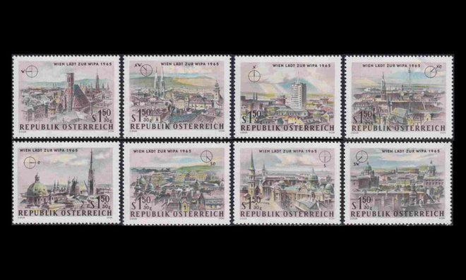 Itävalta 1164-71 ** Postimerkkinäyttely WIPA (1964)