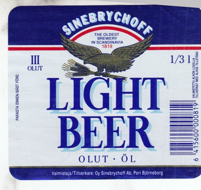 Olutetiketti  Light Beer III Sinebrychoff   , a3
