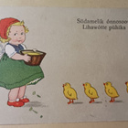 Pikkuleidi tuo ruokaa tipuille, vanha Pääsiäispk, Viro, 1924 - pikkukuva 1