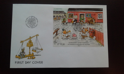 FDC Koiramäen lapset postissa 7.10.1994 LaPe 1265-1268 BL14