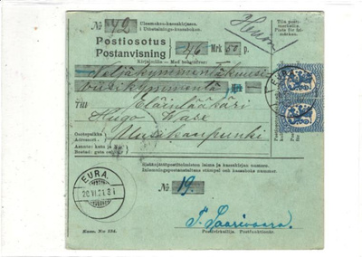 POSTIOSOTUS EURA-VAASA 2KPL 50P SININEN