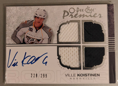 Ville Koistinen 2007-08 OPC Premier Rookie Auto Patch /299