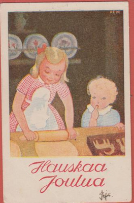 Hede Äiti ja lapsi pipareita leipomassa