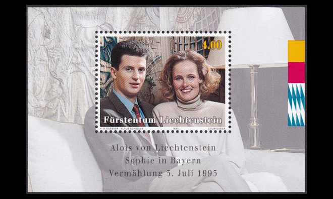 Liechtenstein 1065BL15 ** Kuninkaalliset häät (1993)