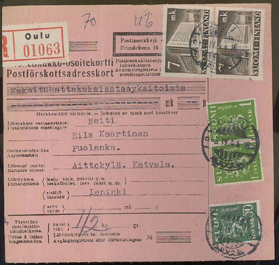 1944 R-postiennakkopaketti Oulu