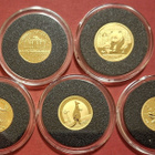 5 x 1/10 oz: Panda, Maple, Eagle, Kangaroo, Philharmoniker - pikkukuva 1