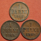 Harvinaiset 1 penniä 1865 ja 1967 ja 1869. (KD8) - pikkukuva 1