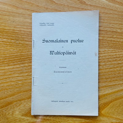 1905 julkaisu: Suomalainen puolue ja waltiopäivät