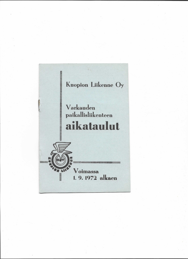 Aikataulut, Kuopion Liikenne, Varkauden paikallisliike, 1972