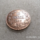10 penniä 1917 LYÖNTIKIILTOINEN NIKOLAI ii , - pikkukuva 1