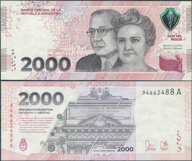 Argentiina 2000 Pesos 2023 UNC uusi sarja