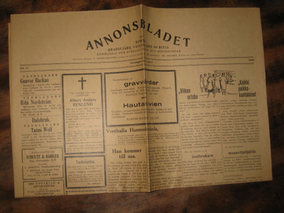 Sanomalehti  Annonsbladet 7.4.1949