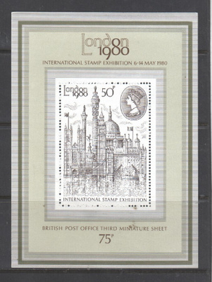 britannia 1980 London 80 blokki postituoreena.