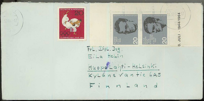 BRD Mi 434 ja 438 parina ym kirje Suomeen