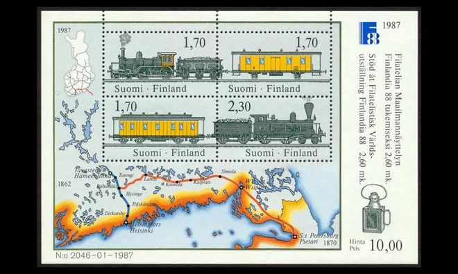 1014-7BL3 ** Finlandia 88 junat blokki (1987)
