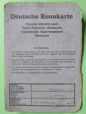 DOKUMENTTI Saksalainen henkilötodistus vuodelta 1946-1951