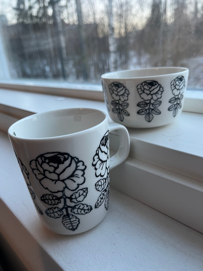 Marimekko Oiva Vihkiruusu muki tai kulho 30€/kpl