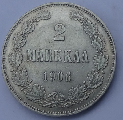 1906 2 markkaa tyyppi 2 kl5