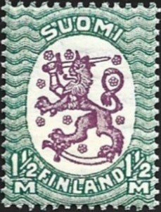 1926 M-17 Saarinen 1½ mk vihreä/lila HR ** LaPe 119 B W 1