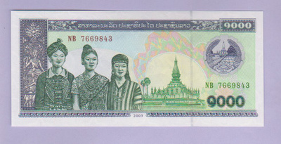 Laos 1000 Kip v.2003 UNC P-32A