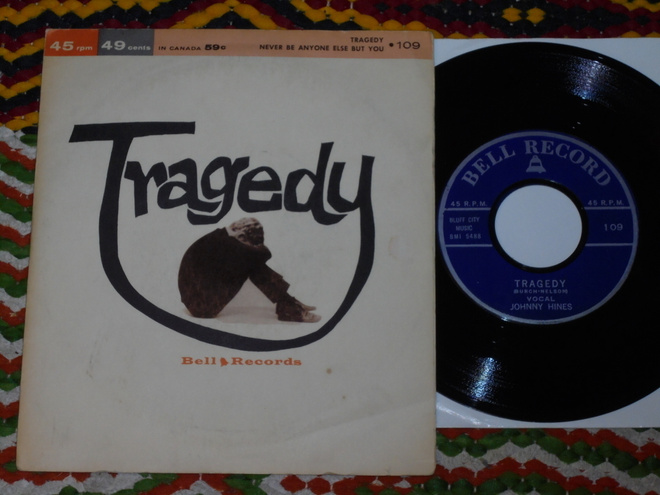 7" JOHNNY HINES - Tragedy  - single 1959 rock and roll EX-