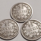 Aleksanteri III, hopea 50 penniset vuosilta 1891, 1892, 1893 - pikkukuva 1