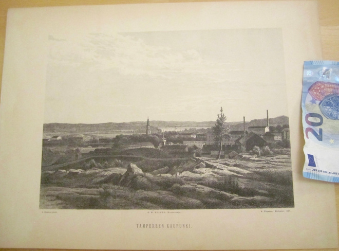 VANHA Gravyyri Knutson Tampere 1887 Edlund Tilgmann