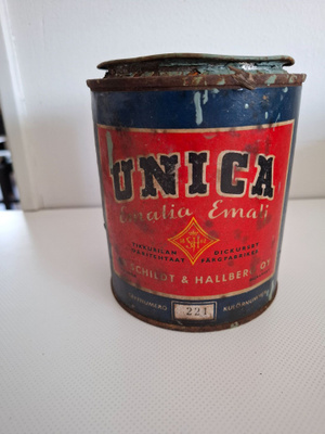 Vintage Unica emalimaali purkki