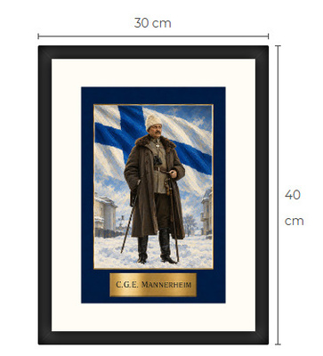 Uusi Mannerheim art print kehystetty 30 cm x 40 cm