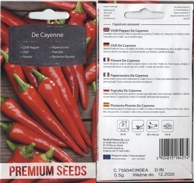 Chilipaprika "De Cayenne" - siemenet #