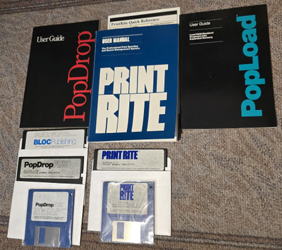 Print Rite + PopDrop + PopLoad – manuaalit ja levykkeet