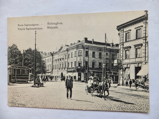 VANHA Postikortti Helsinki 1900-l Raitiovaunu ym