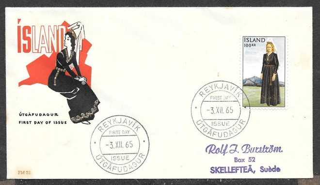 Islanti - FDC Kvinna i nationaldräkt (Facit 435)