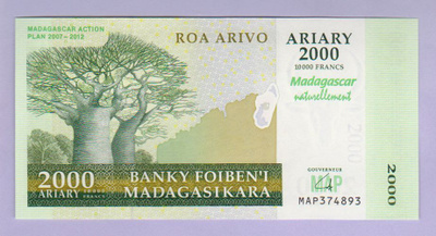 Madagascar 2000 Francs v.2007 UNC P-93 (Comm.)