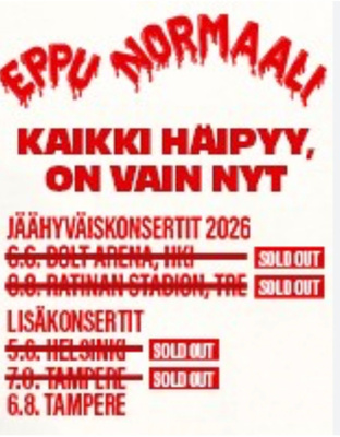 Eppu Normaali keikkaliput 4 kpl 8.8.2026