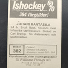 1969-70 Williams Ishockey #382 Juha Rantasila - pikkukuva 2