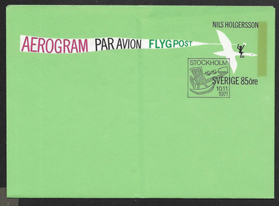 Ruotsi - Aerogrammi Nils Holgersson 1971 FDC (Fac. 2)