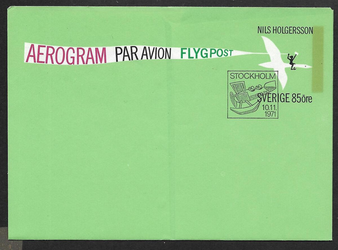 Ruotsi - Aerogrammi Nils Holgersson 1971 FDC (Fac. 2)