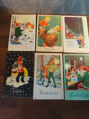Erä vanhoja joulukortteja.