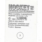 1983 SWE Semic MM-Tarra #7 Jan Eriksson , Ruotsi - pikkukuva 2