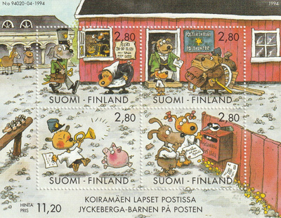 1994Koiramäen lapset postissa pienoisarkki leimaamattomana**
