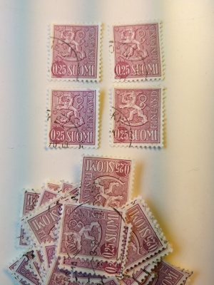 Malli 1963 Leijona lila postimerkki 0,25 markka