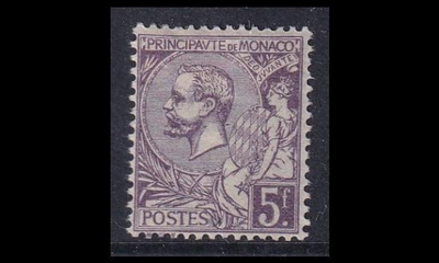 Monaco 45 * Prinssi Albert I 5 Fr violetti (1920)