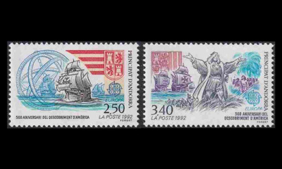 Andorra Fr 437-8 ** Europa Amerikan löytäminen (1992)