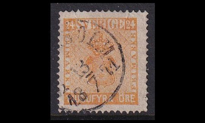 Ruotsi 10b o Vaakuna 24 öre keltainen Stockholm 13.7.1871 (