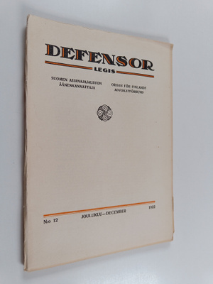 Defensor legis No 12/1922 : Suomen asianajajaliiton äänen...