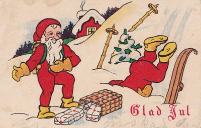 Tontut ulkona, lahjat , Glad Jul , b598