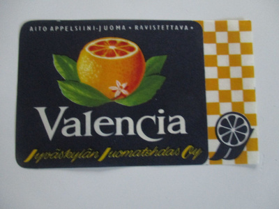 VANHA JUOMAETIKETTI - VALENCIA FINLAND (K10-S64)