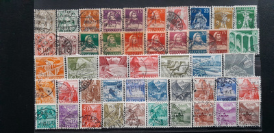 SVEITSI VANHAA n1900-50 luku LEIMATTUJA postimerkkejä 47 kpl